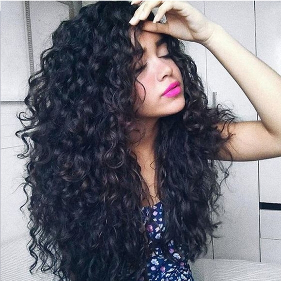 Curly Black Wig  Shoulder length Medium For Women main image 5